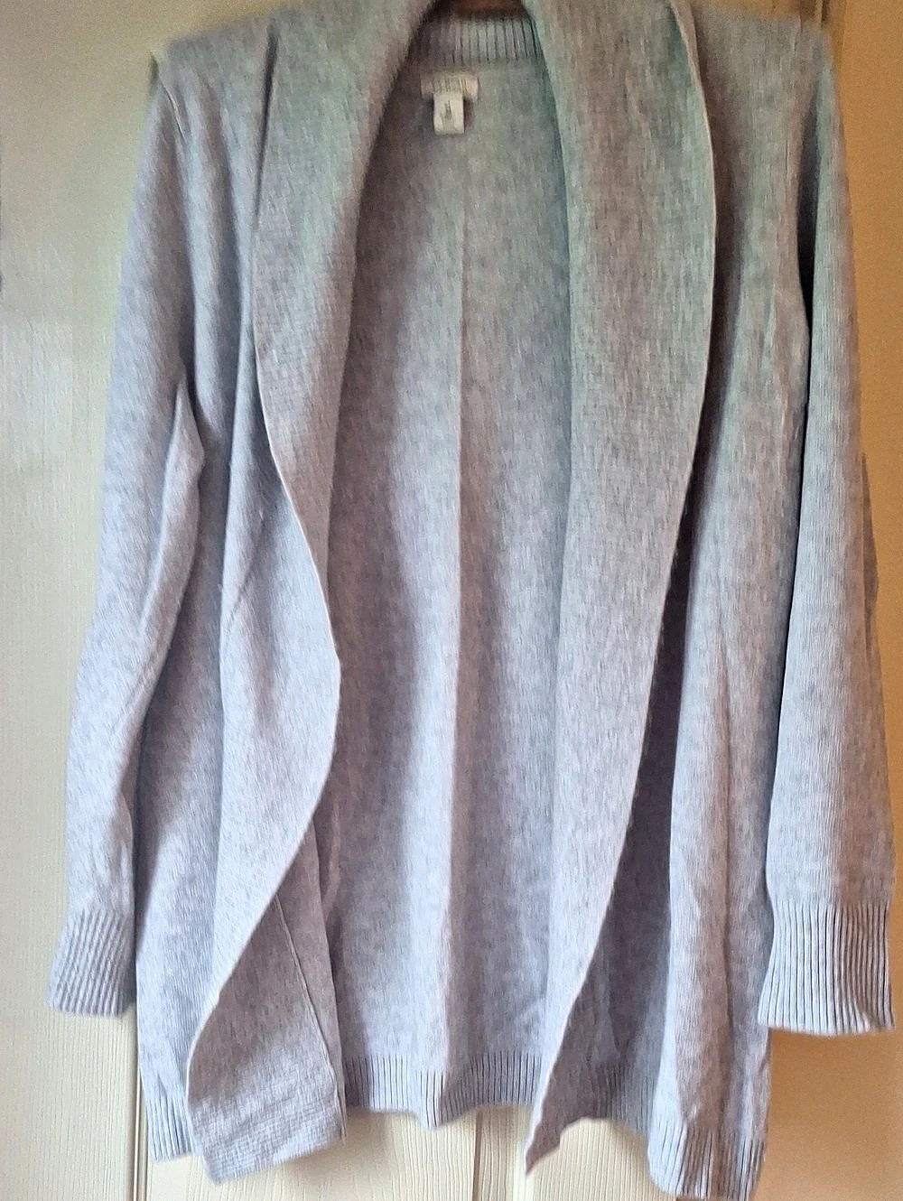 L.L.Bean Classic 100% Cashmere Relaxed Open Cardigan Gray Medium